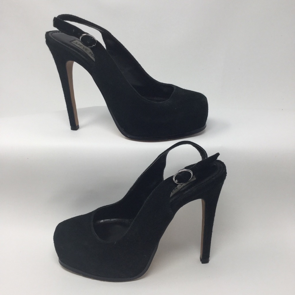 Steve Madden Black Slingback Suede Heels